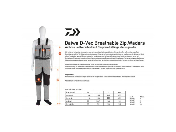 DAIWA Prsačky D-Vec Breathable Zipped Waders Vel. XL
