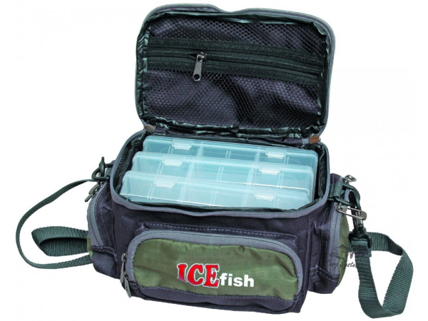 ICE fish - Taška na přívlač a moře s 3 plastovýmy boxy