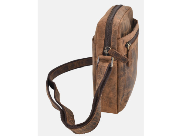 MERCUCIO - Pánské kožené crossbody - tmavěhnědá kůže hunter V 250587-1