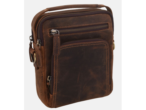 MERCUCIO - Pánské kožené crossbody - tmavěhnědá kůže hunter V 250904-2