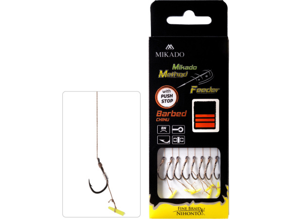 MIKADO - Hotový Návazec Method Feeder 10cm, PUSH STOP, braid, 8ks