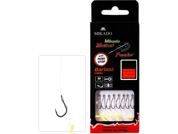MIKADO - Hotový Návazec Method Feeder 10cm, PUSH STOP, monoline, 8ks