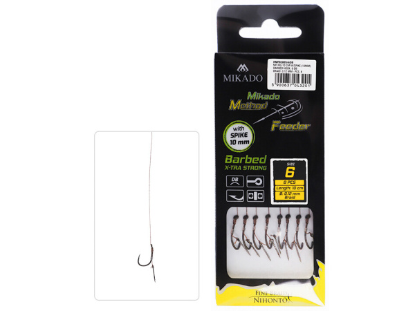 MIKADO - Hotový Návazec Method Feeder 10cm, s Trnem,DB braid, 8ks