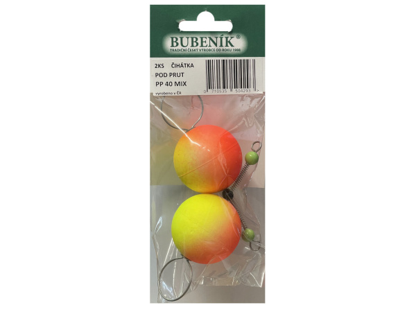 Bubeník - Číhátko pod prut 40mm, 2ks barva žlutá,červená