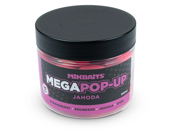 Mikbaits - Plovoucí Fluo boilie Mega 300ml, 25mm - Jahoda