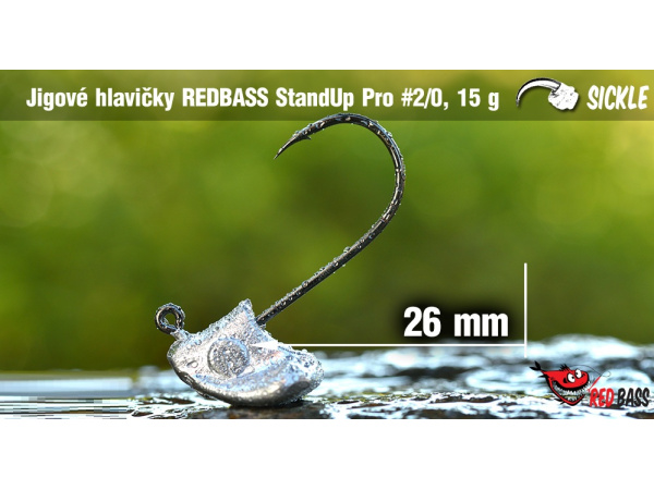 Red Bass - Neváznoucí jigová hlavička StandUp Pro Sickle, vel. 2/0, bal. 5ks