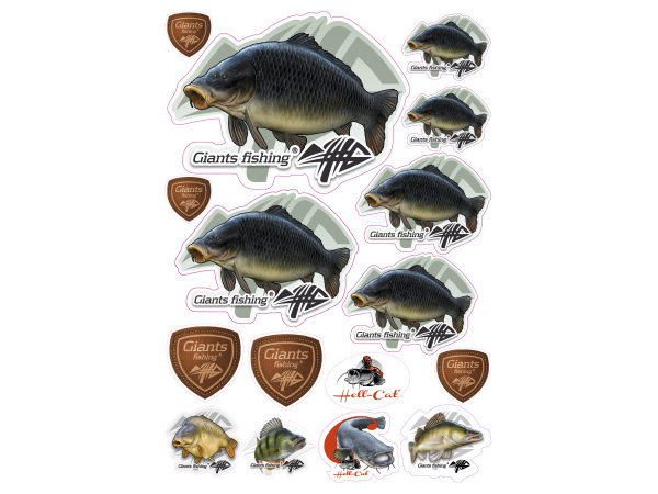Giants fishing Mix nálepek Giants Fishing Kapr šupináč ( 16ks )