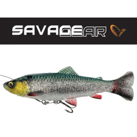 SAVAGE GEAR - Nástraha 4D Line thru pulsetail trout s trojháčkem 16cm / 51g - Green Silver