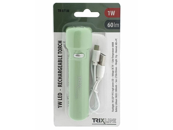 TRIXLINE - Svítilna nabíjecí zelená 1w - VÝPRODEJ
