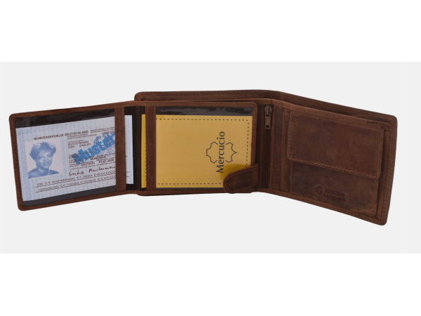 MERCUCIO - Peněženka tm. kůže - Kapr hlava embos