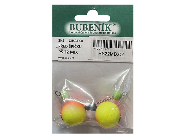Bubeník - Číhátko před špičku 22mm, 2ks barva červená,žlutá