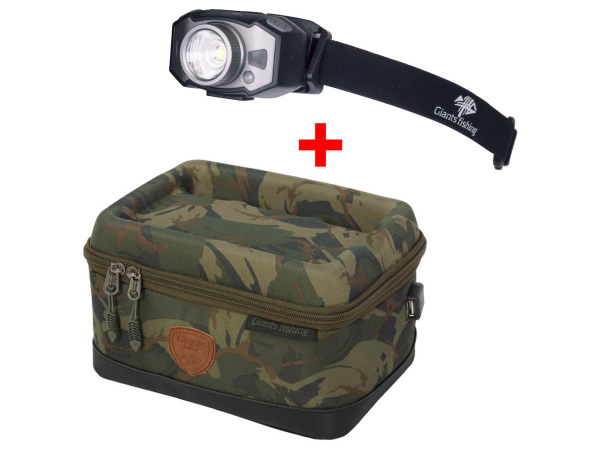 Giants fishing Akční set - Pouzdro na elektroniku Medium + Čelovka Headlamp LED Deluxe 300