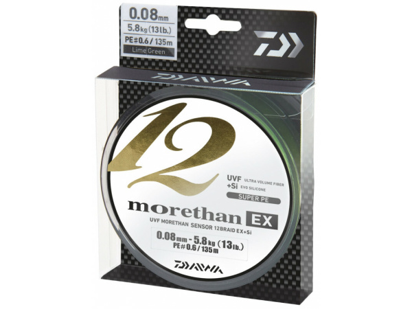 DAIWA - Šňůra Morethan 12 braid EX+SI lime green 135m