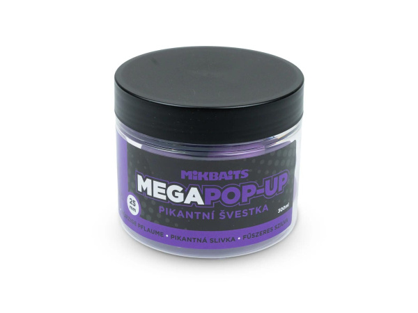 Mikbaits - Plovoucí Fluo boilie Mega 300ml, 25mm - Pikantní švestka