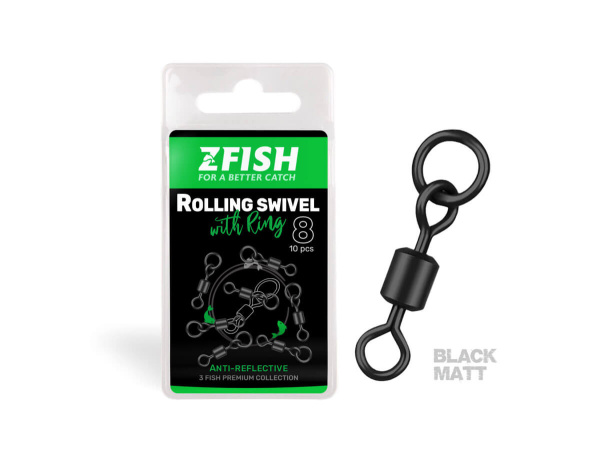 ZFISH - Obratlík Rolling Swivel with Ring Black Matt vel.8/26Kg