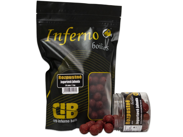 Carp Inferno Rozpustné Boilies Nutra Line Jogurtová Jahoda|20 mm 1 kg