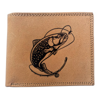 MERCUCIO - Kožená peněženka sv. hnědá - Pstruh s prutem