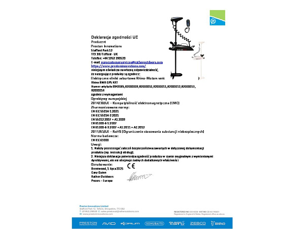 Rhino příďový elektromotor BMR GPS NxT 65 Longshaft 12V electric outboard motor white