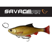 SAVAGE GEAR - Nástraha 4D Line thru pulse tail roach s trojháčkem 18cm / 90g -  Rudd - VÝPRODEJ!