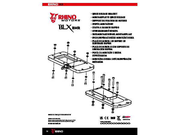 Rhino podpěra motorou BLX65 BMR Quick Release Bracket