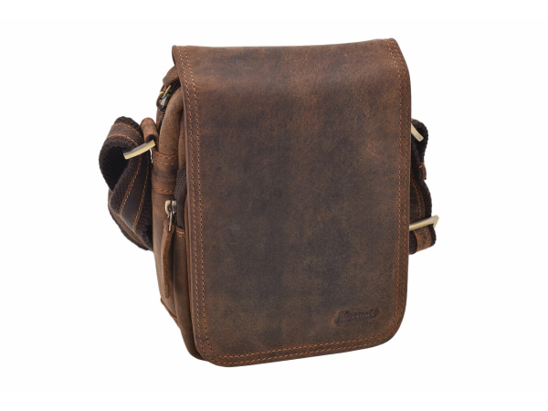 MERCUCIO - Pánské kožené crossbody - tmavěhnědá kůže hunter V