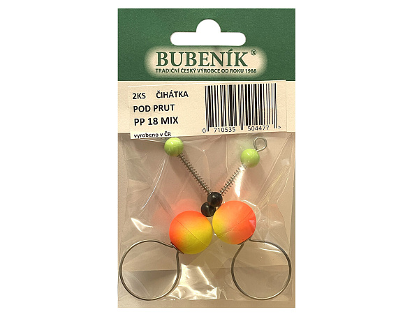 Bubeník - Číhátko pod prut 18mm, 2ks barva žlutá,červená Výprodej