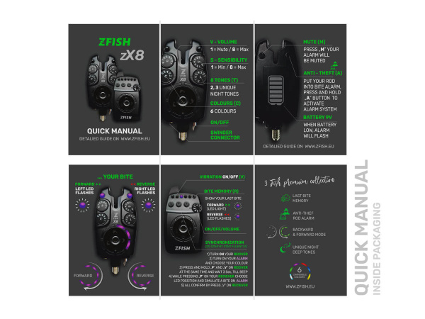 ZFISH Sada Hlásičů Bite Alarm Set Zx8 PRO 3+1