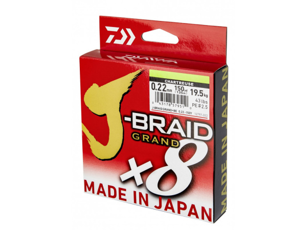 DAIWA - Šňůra J-Braid GRAND X8 Chartreuse, 135m