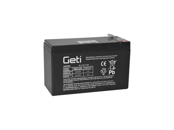 GETI - Baterie olověná, 12v, 7.0Ah, konektor 6,35mm