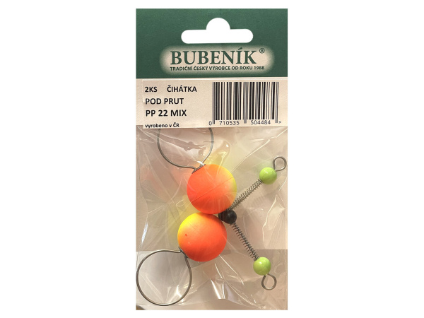 Bubeník - Číhátko pod prut 22mm, 2ks barva žlutá,červená