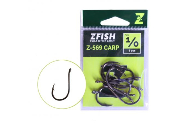 Zfish - Háčky Carp hooks s očkem vel. 1/0, bal. 8ks