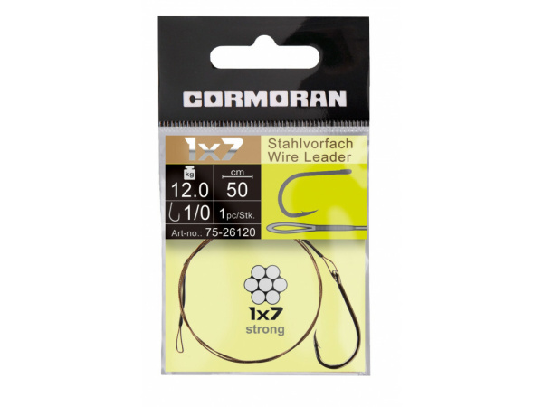 Cormoran - Lanko 1X7 wire leader with loop and single hook vel.2/0 50cm 15kg bal.1ks