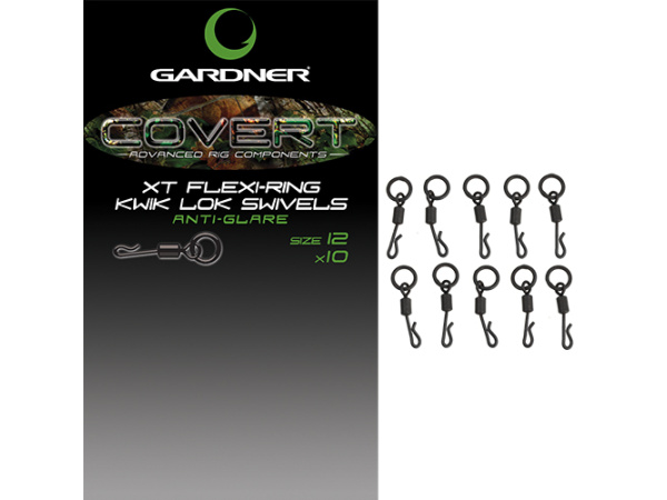 Gardner Obratlíky Covert XT Flexi-Ring Kwik Lok Swivels, vel. 12 