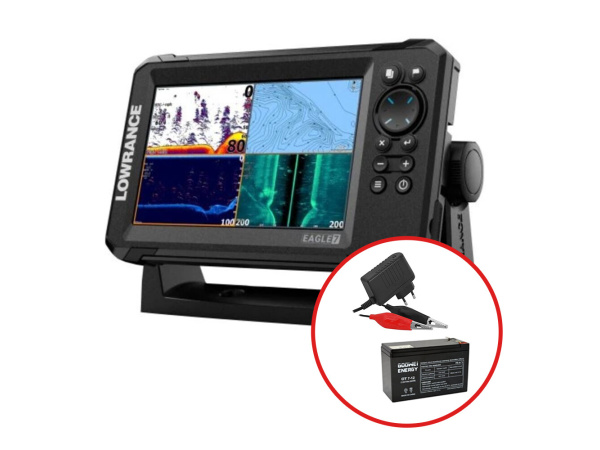 Lowrance - Sonar EAGLE 7 se sondou TripleShot + baterie 12V/7Ah + nabíječka 0,75A/6/12V