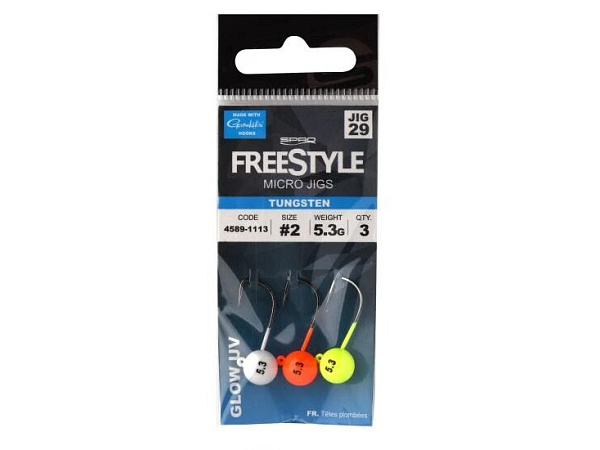 FreeStyle - Jigová hlava Tungsten Micro Jig29 Glow 5,3g 2,1cm vel. 2 3ks