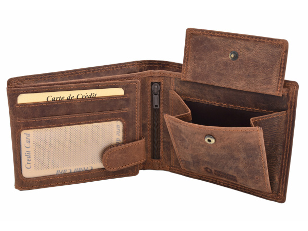 MERCUCIO - Set kožená peněženka a klíčenka - vzor Kapr šupináč + dřevěná krabička