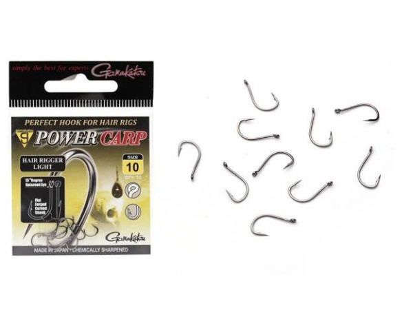Gamakatsu - Háčky Power carp hair rigger light, vel. 16, bal. 10ks, NS black - VÝPRODEJ
