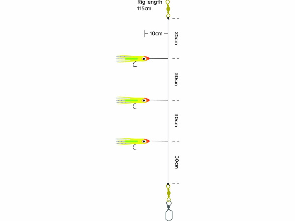 Kinetic - Návazec Sabiki Glow Baitfish Lightstick 115cm 0,70mm vel. 4/0