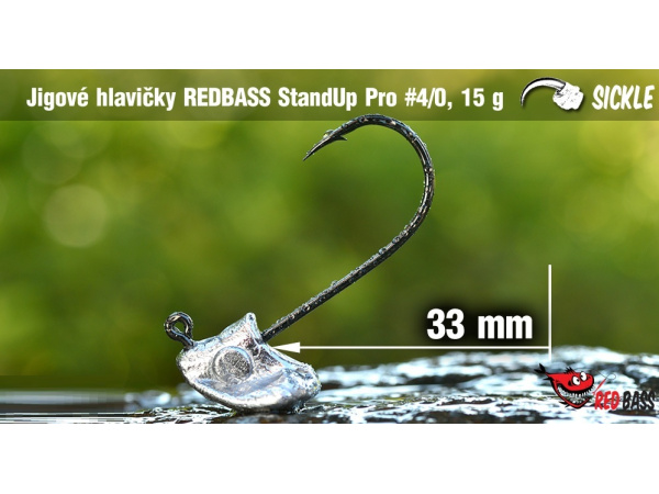 Red Bass - Neváznoucí jigová hlavička StandUp Pro Sickle, vel. 4/0, bal. 5ks