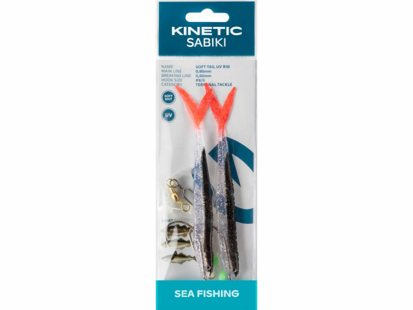 Kinetic - Návazec Sabiki Soft Tail UV rig 130cm 0,80mm vel.8/0