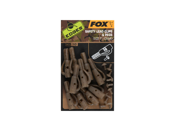Fox závěsky EDGES Camo Safety Lead Clip & Pegs (Size 7)