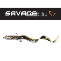 SAVAGE GEAR - Umělá nástraha 4D Real eel s háčkem a trojháčkem 30cm / 80g - Olive pearl - VÝPRODEJ!