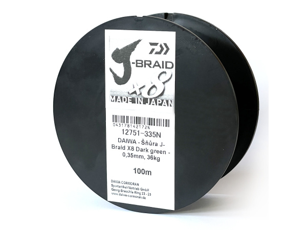 DAIWA - Šňůra J-Braid X8 Dark green - 0,35mm, 36kg, 100m
