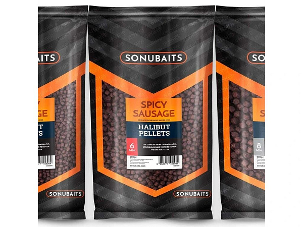 SONUBAITS - Pelety Spicy Sausage Halibut pellets 6mm / 900g