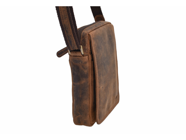 MERCUCIO - Pánské kožené crossbody - tmavěhnědá kůže hunter