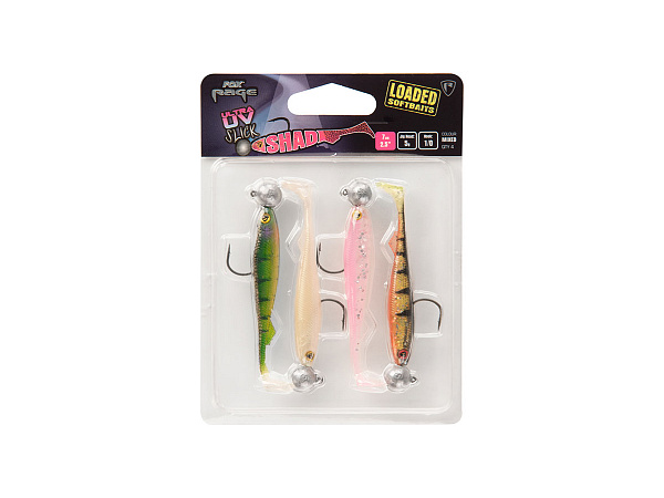 Slick Shad 11cm x4 Mixed UV Colour Pack LOADED 10g 3/0 head