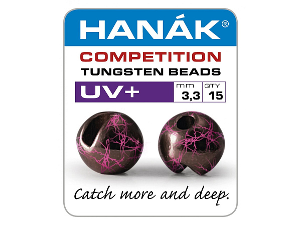 HANÁK - Wolframové hlavičky UV+ černá & růžová 3,3mm - 15ks