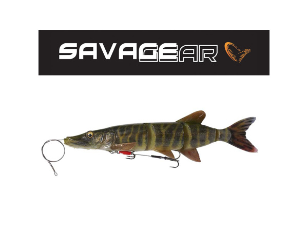 SAVAGE GEAR - Nástraha 4D Line thru pike s lankem a 2x trojháčkem 25cm / 105g - Stripped