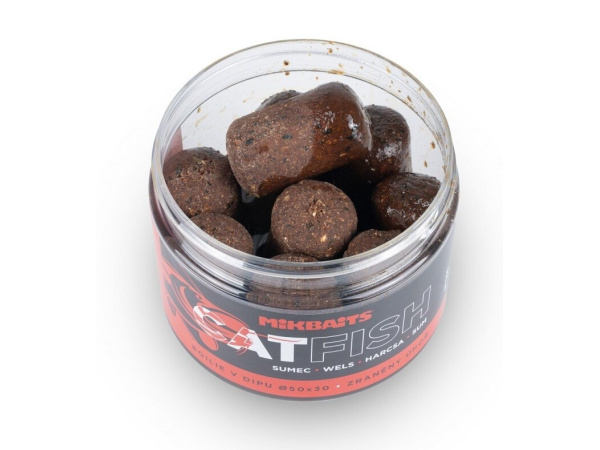 Mikbaits - Boilie v dipu Catfish 500ml  50x30mm - Zraněný úhoř