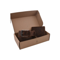 MERCUCIO - Set kožený opasek a kožená peněženka - vzor Štika prut